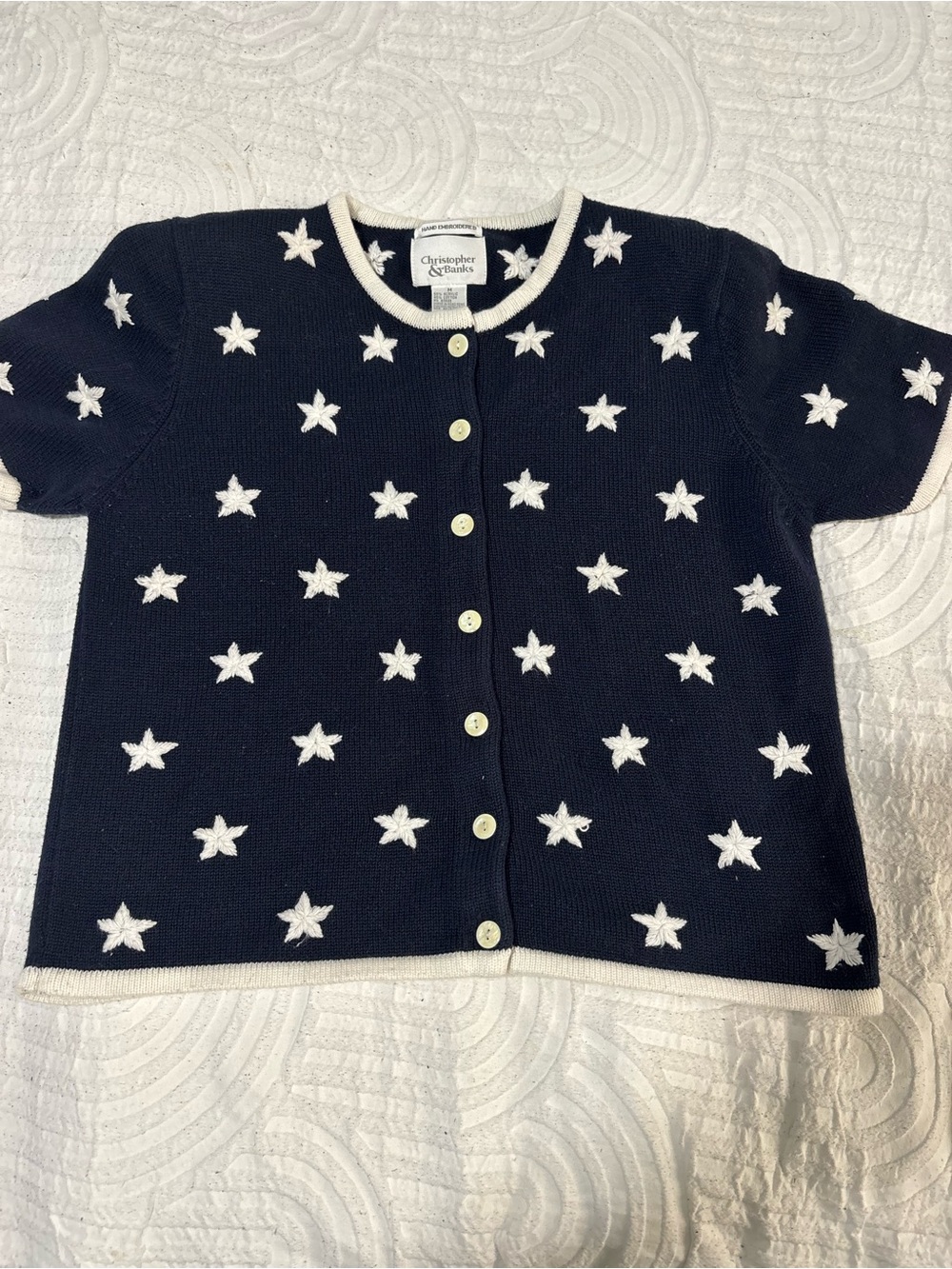 Christopher & Banks Women’s Navy Star Knit Cardigan